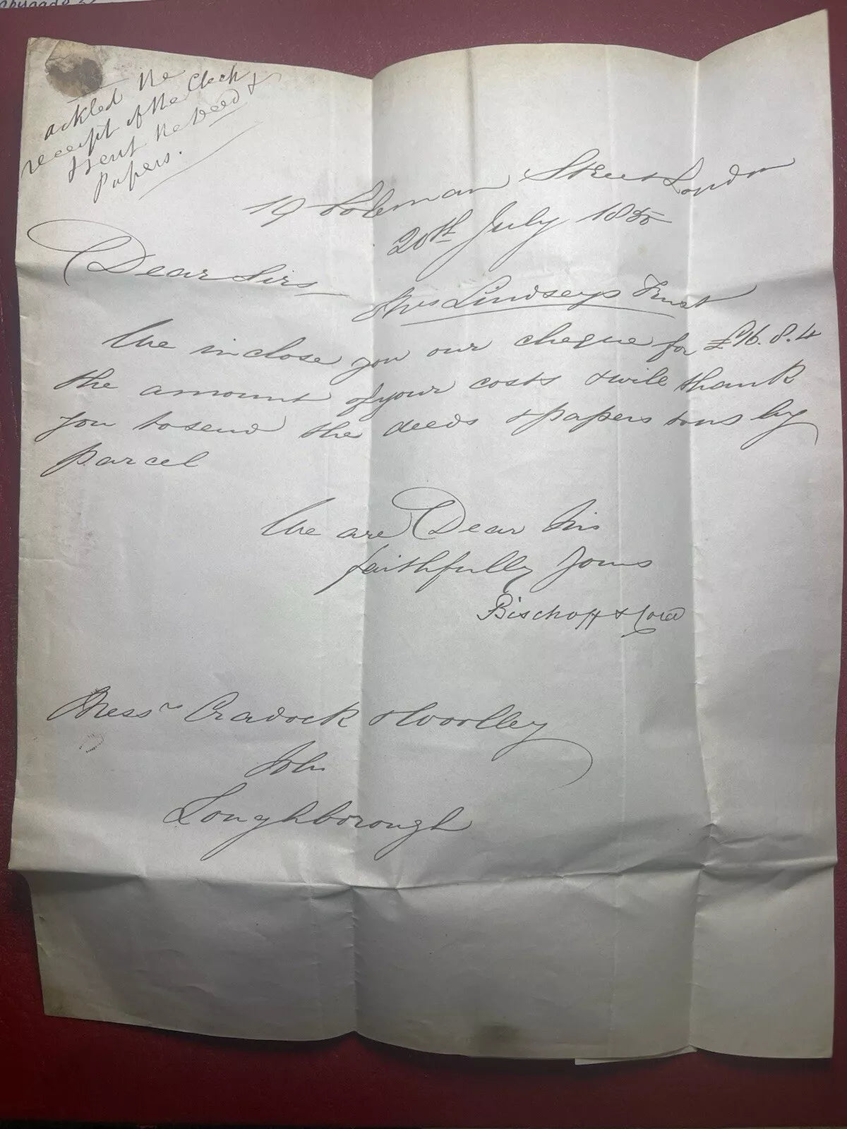 1867  Victoria Penny Red On Envelope full entire Loughborough Postmark nice