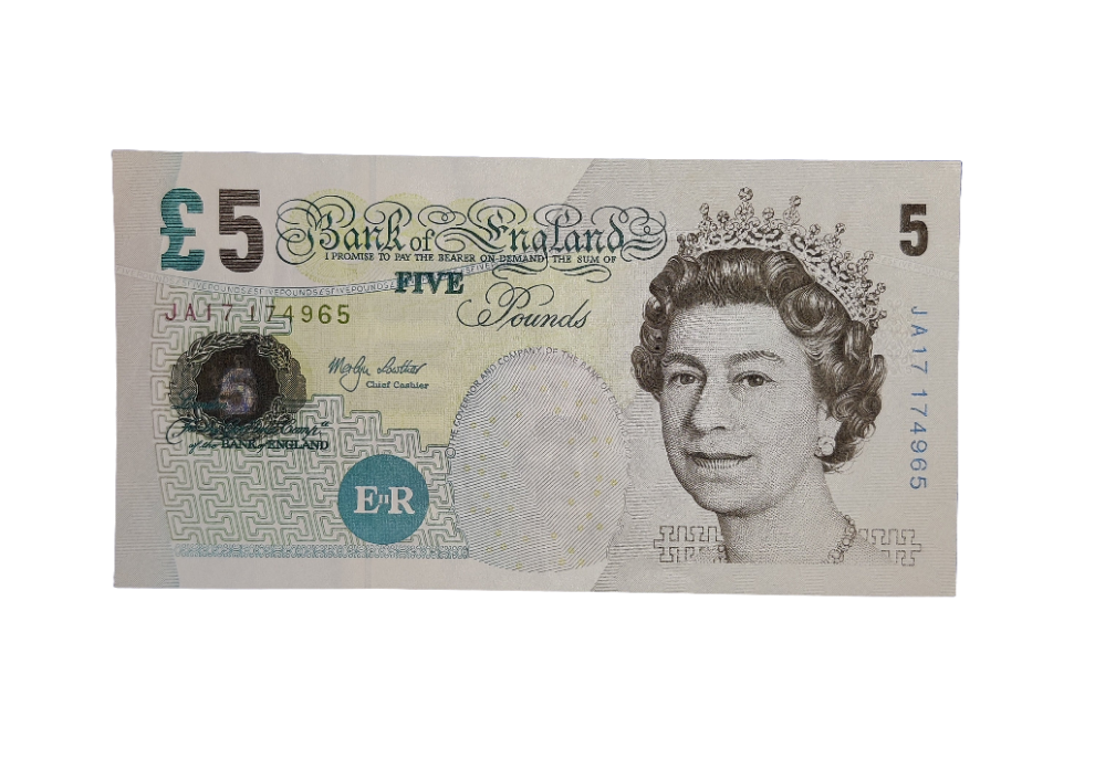 Bank of England Series E five pounds Banknote Merlyn Lowther