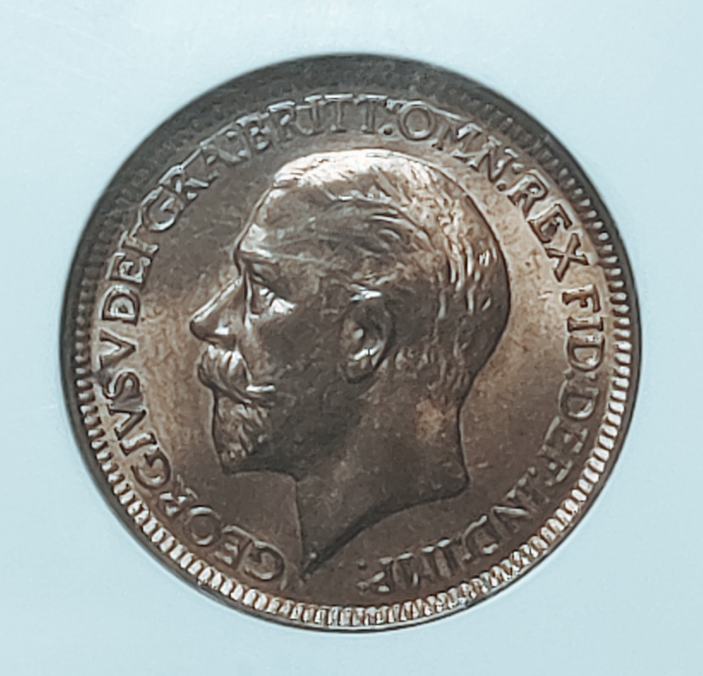 1932 George V Farthing NGC MS64 RD