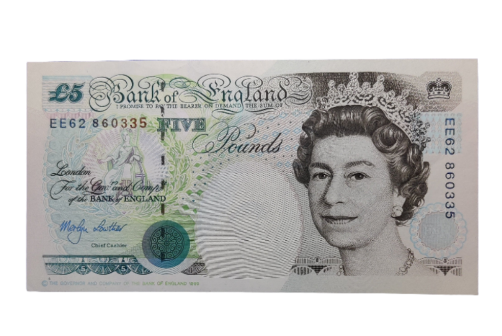 Bank of England Series E five pound Banknote Merlyn Lowther