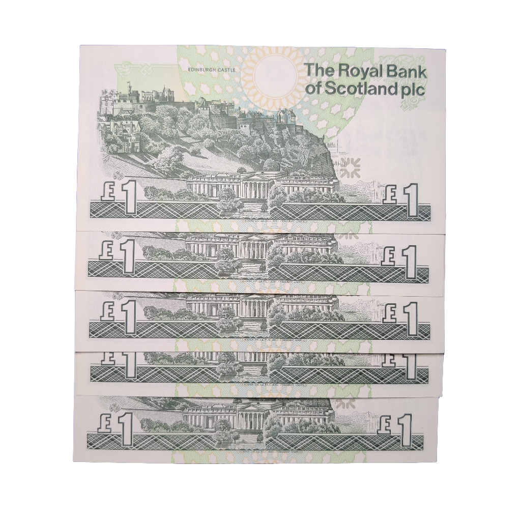 The Royal Bank Of Scotland PLC One Pounds Banknote x5 consecutive