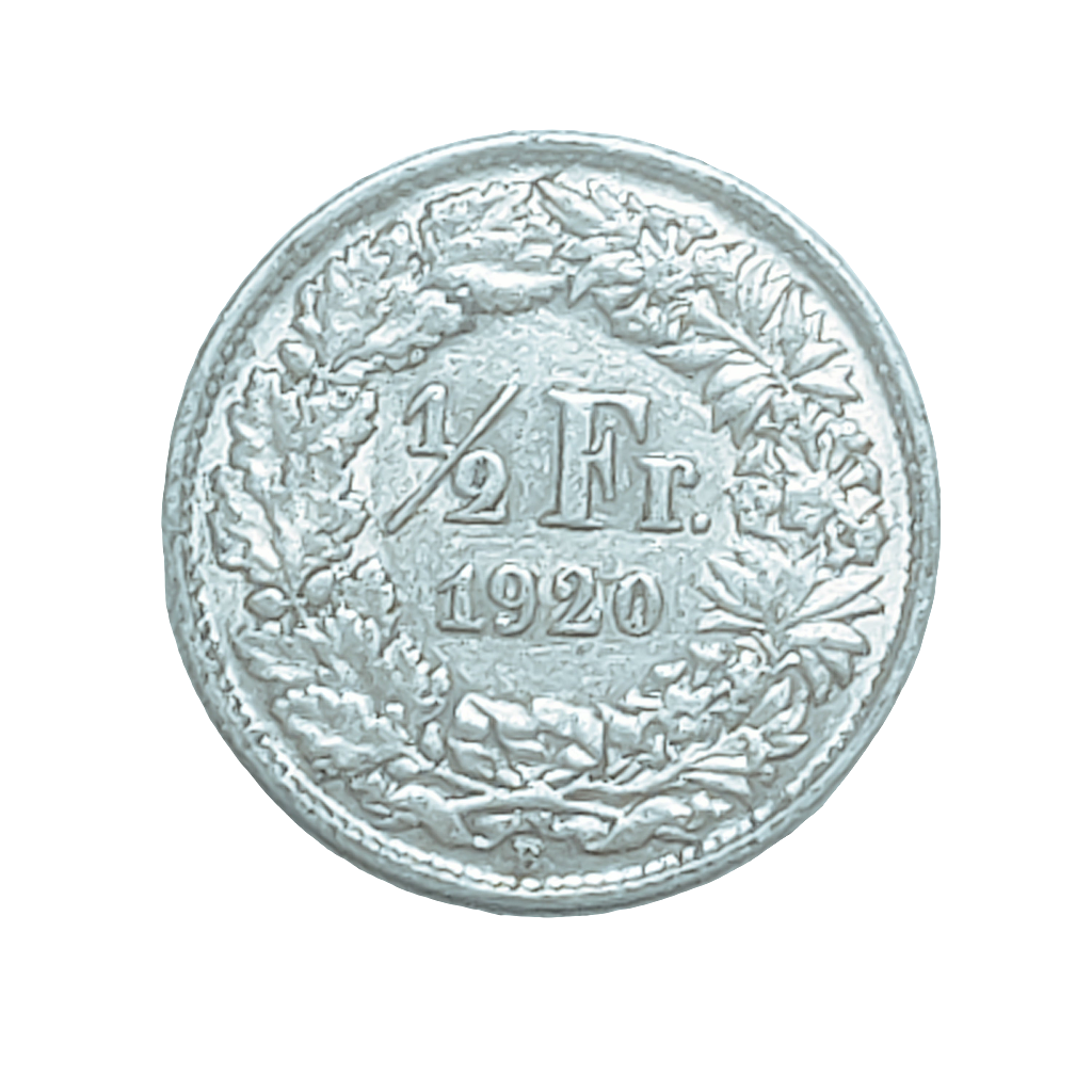1920 swiss  silver half frank