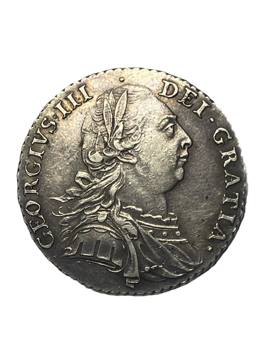 1787 George III young bust shilling