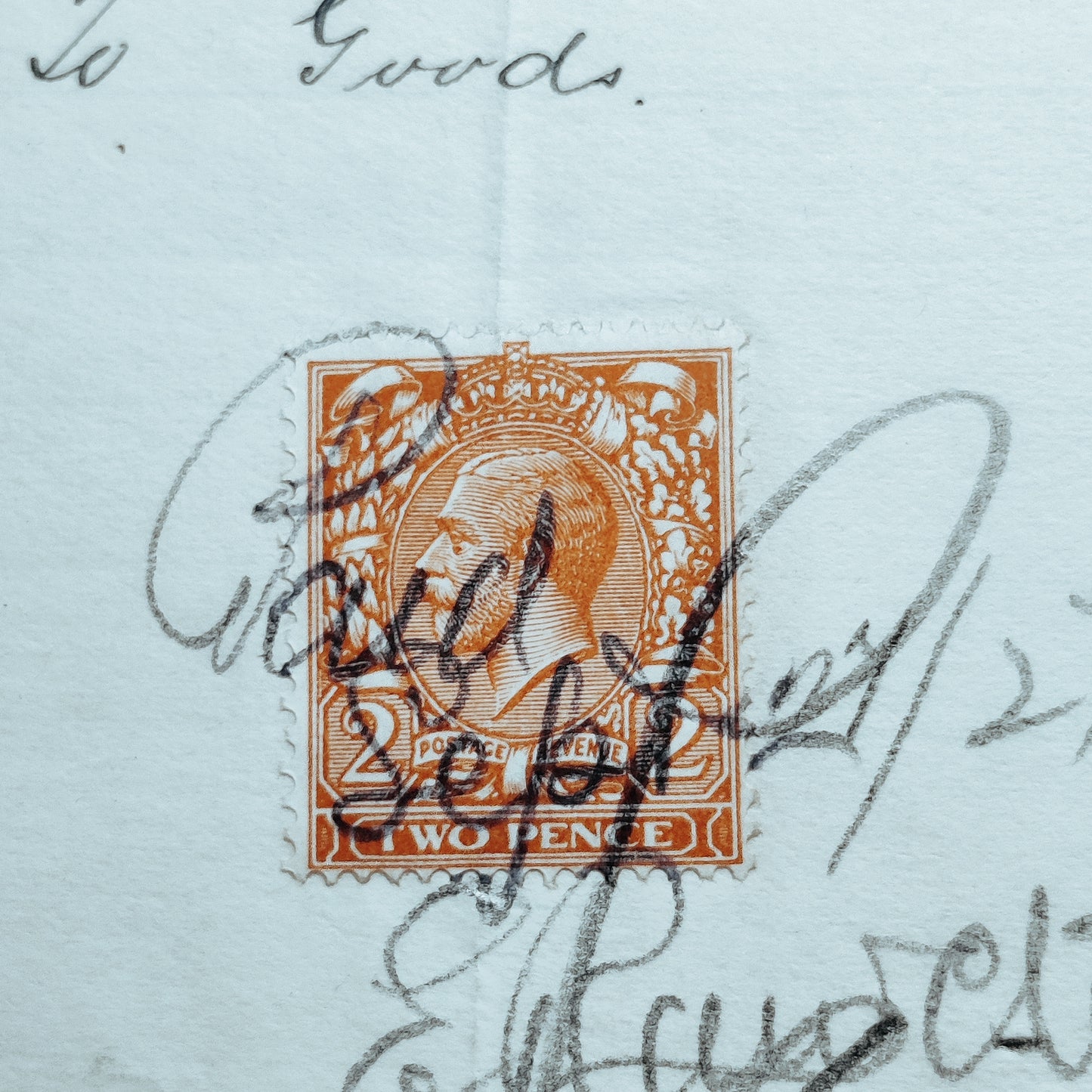 1927 tobacconist invoice with orange 2 pence stamp attached