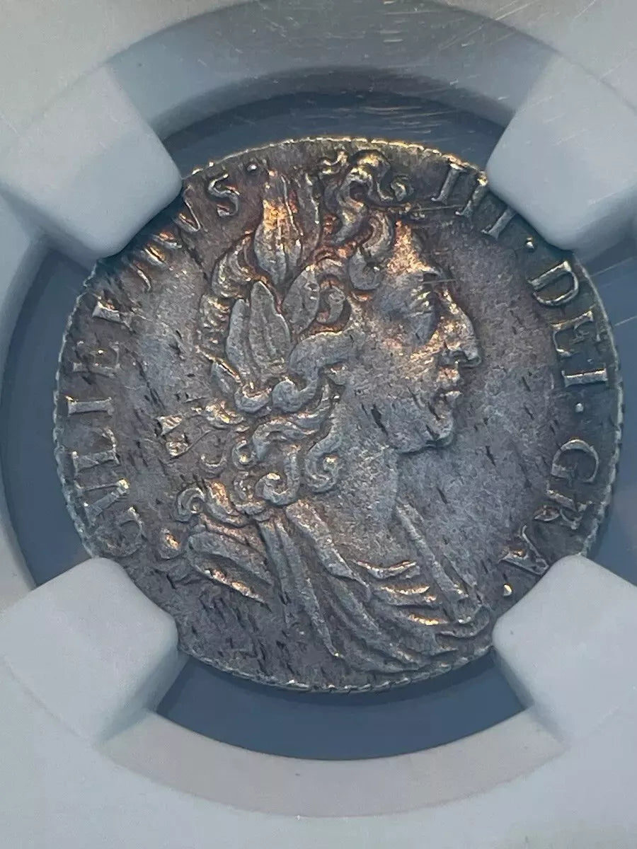William iii Sixpence 1697 ,S3538 ESC 1237 error rare R4 I for l variety NGC MS61