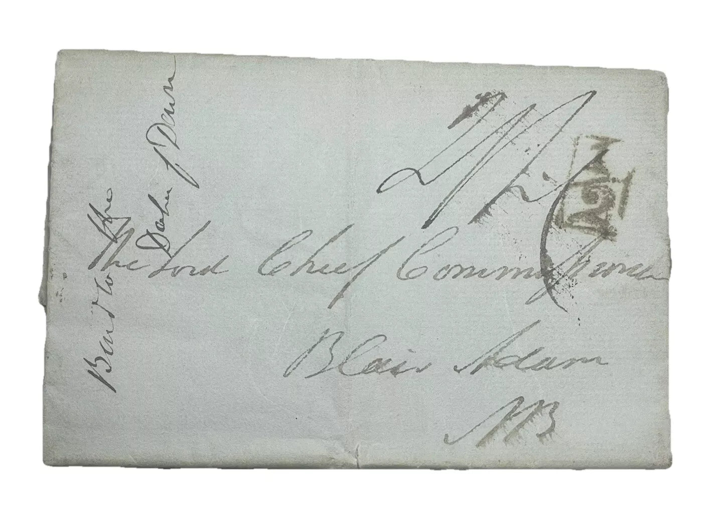 1835 postal history cover wrapper  cheif land commissioner Blair Adams