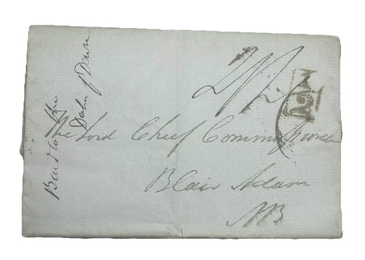 1835 postal history cover wrapper  cheif land commissioner Blair Adams