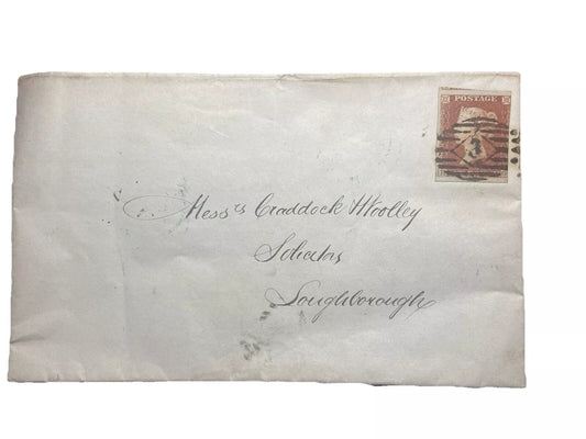 1867  Victoria Penny Red On Envelope full entire Loughborough Postmark nice