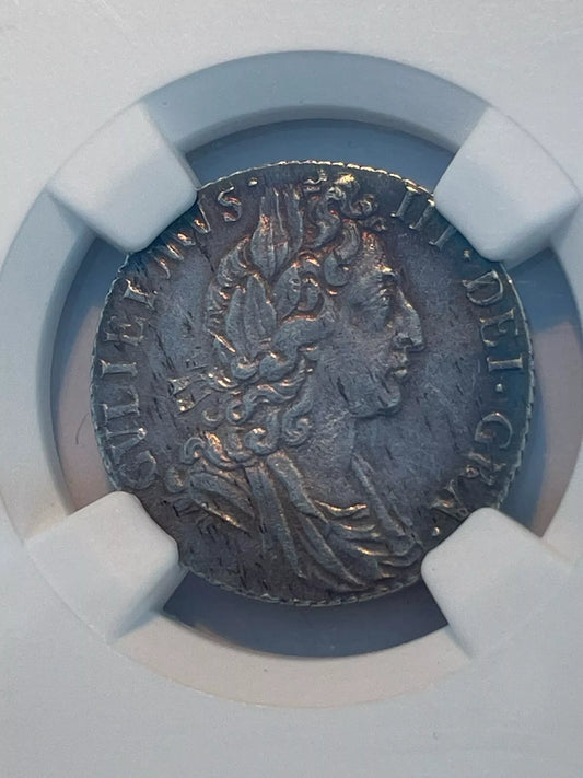 William iii Sixpence 1697 ,S3538 ESC 1237 error rare R4 I for l variety NGC MS61