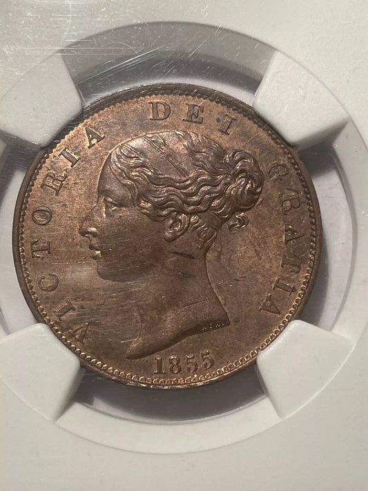 NGC Graded Great Britain 1853 1/2P Half Penny