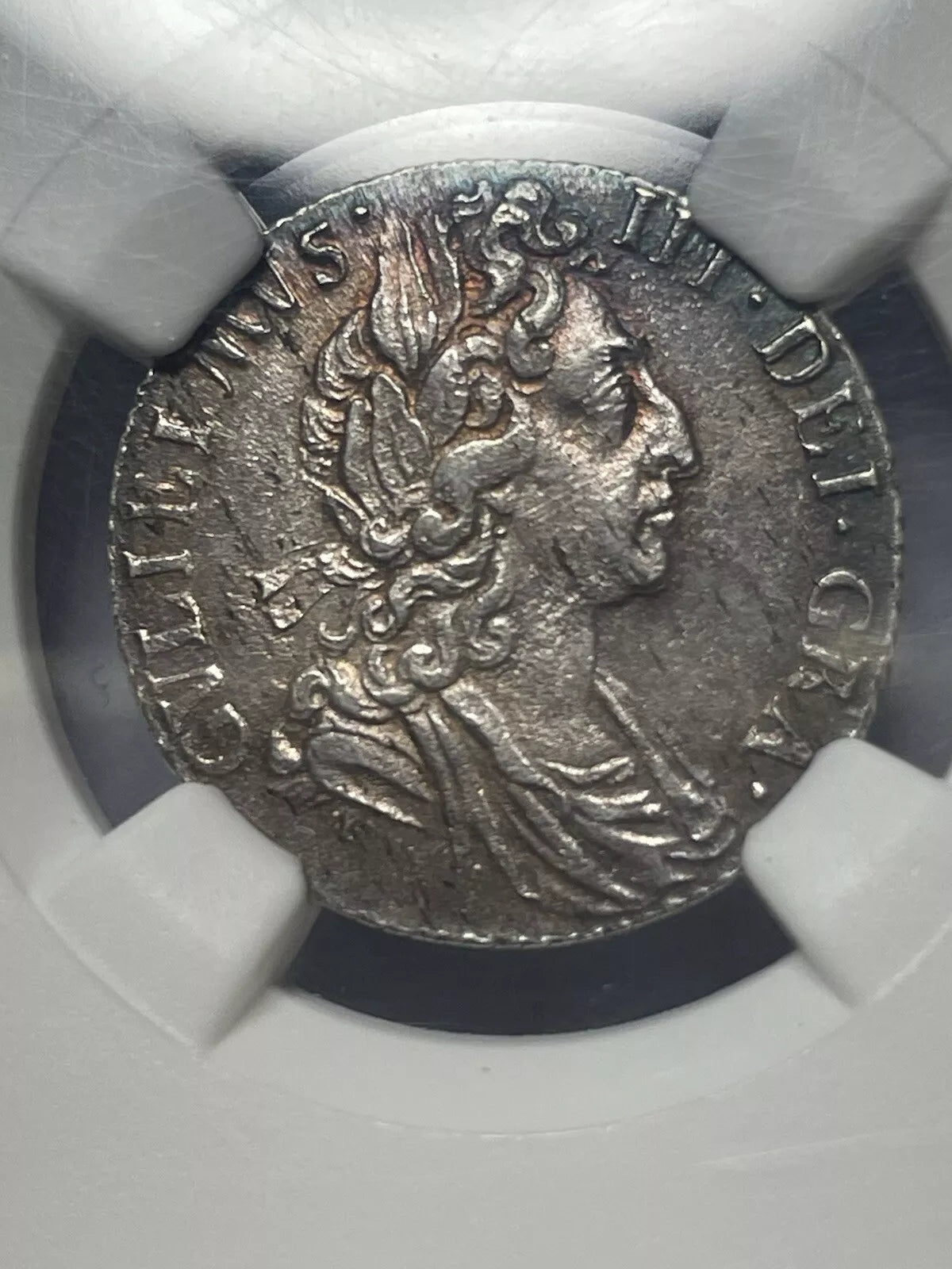 William iii Sixpence 1697 ,S3538 ESC 1237 error rare R4 I for l variety NGC MS61