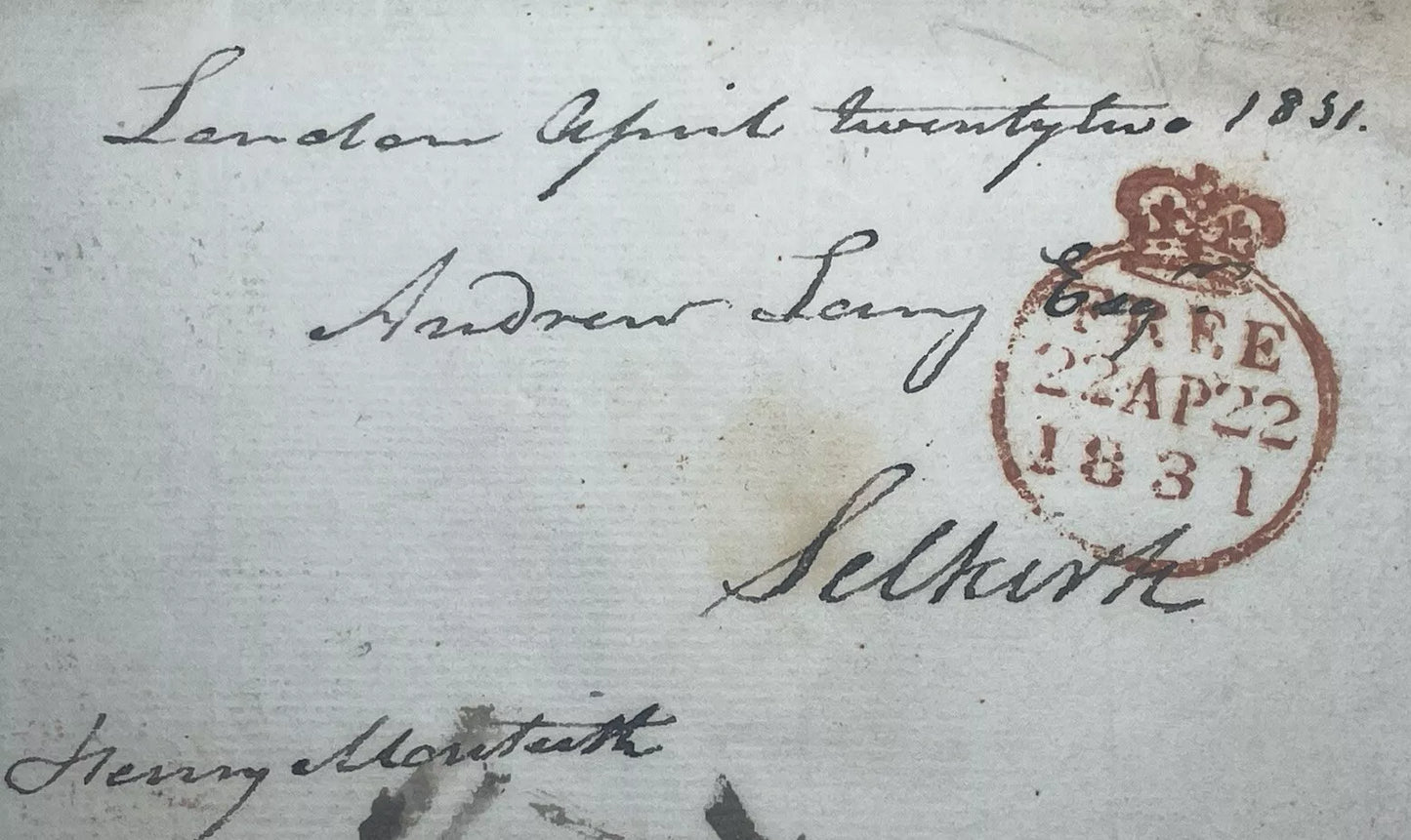 Free Frank london 1831 Superb seal with entire letter  regarding parliament