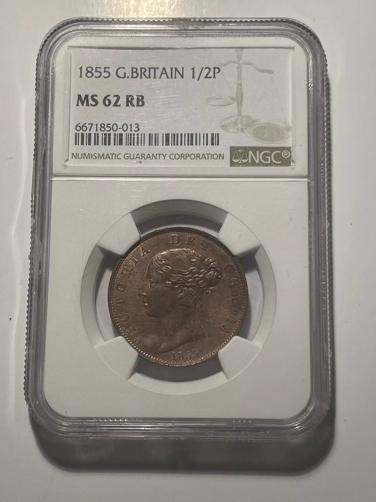 NGC Graded Great Britain 1853 1/2P Half Penny