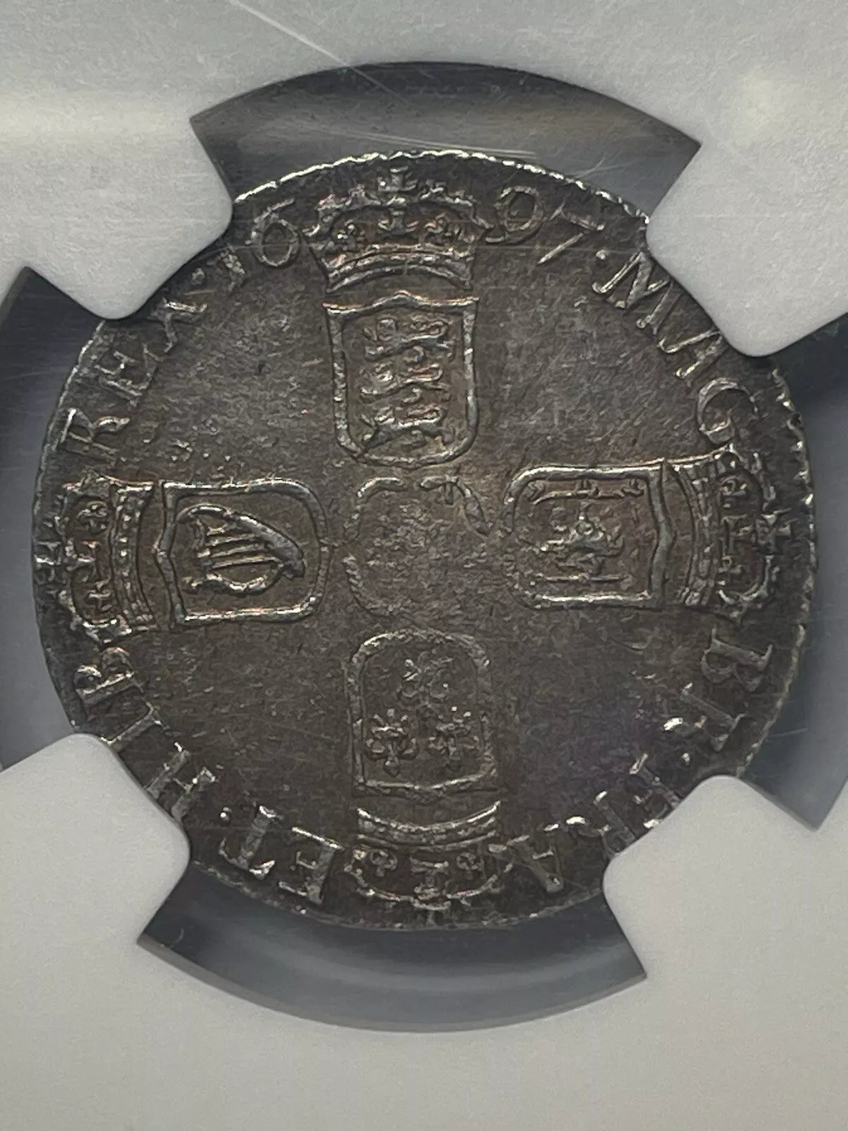 William iii Sixpence 1697 ,S3538 ESC 1237 error rare R4 I for l variety NGC MS61