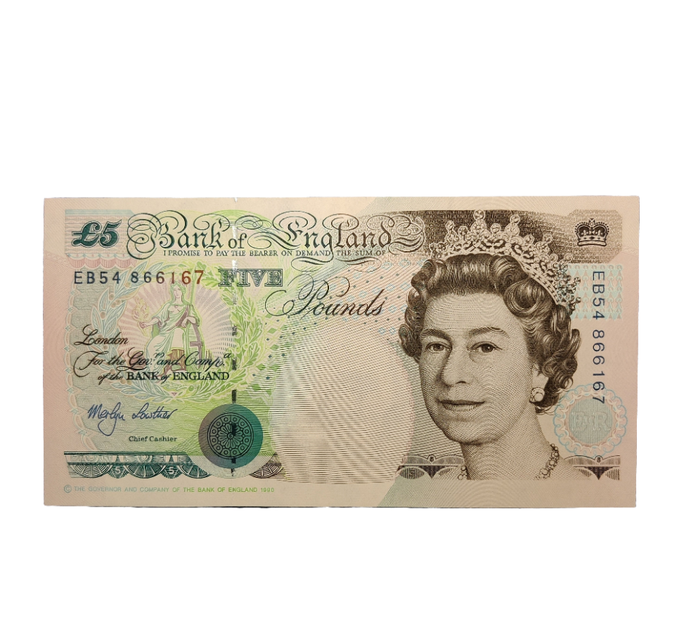 Bank of England series E five pounds Banknote Merlyn Lowther