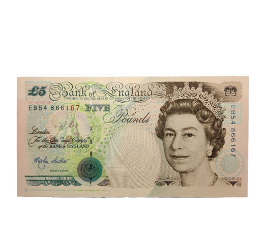 Bank of England series E five pounds Banknote Merlyn Lowther