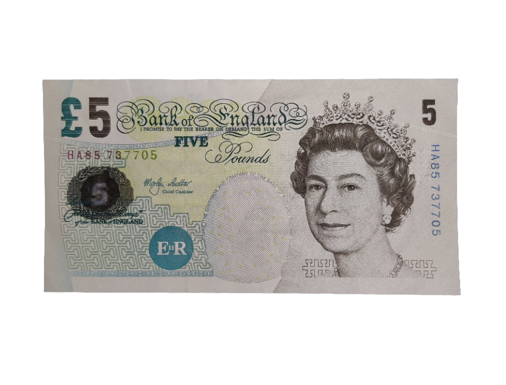 Bank of England £5 FIVE POUND banknote Merlyn lowther