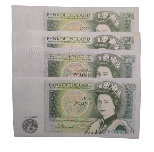 Bank of England Series D one pounds Banknote x4 D H F Somersett J B page