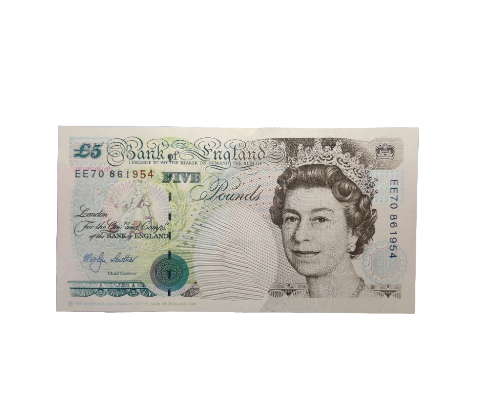 Bank of England series E five pounds Merlyn lowther