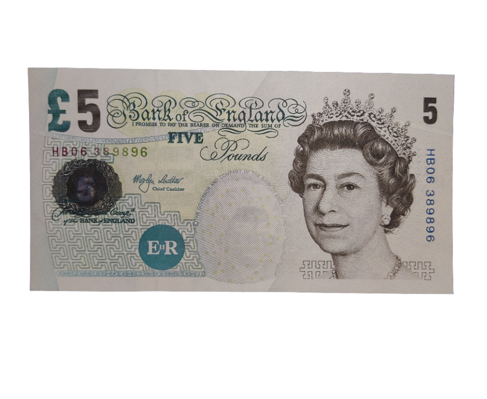Bank of England series E five pounds Merlyn Lowther