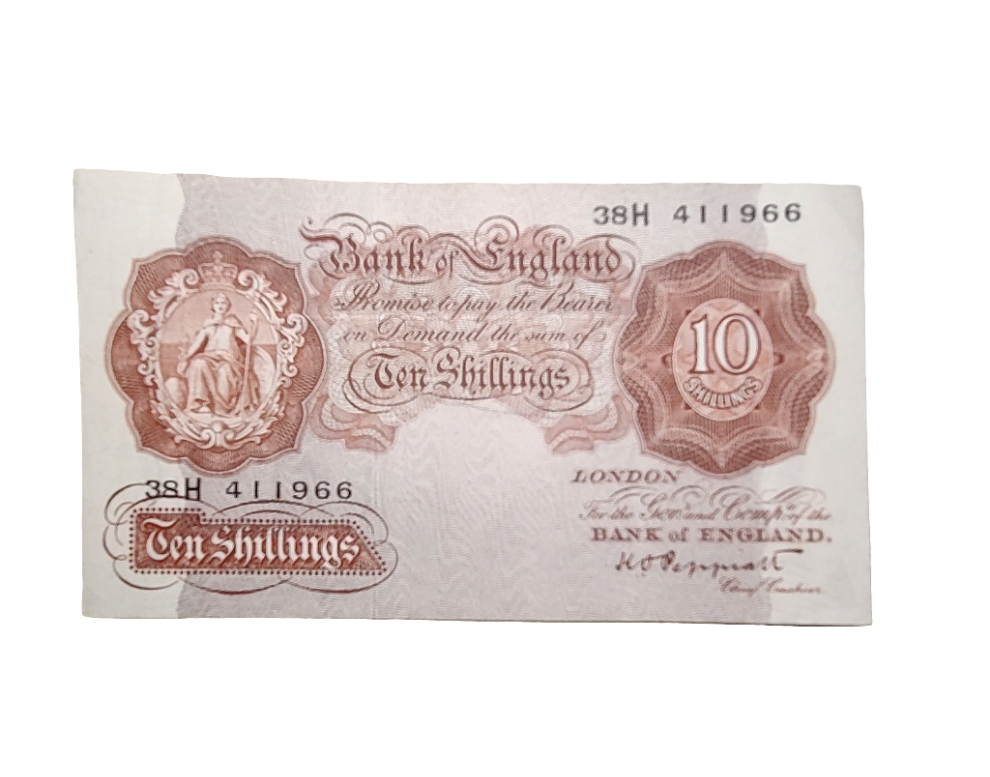 Bank Of England series A Ten Shillings banknote K O Peppiatt