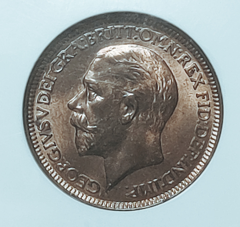 1932 George V Farthing NGC MS64 RD