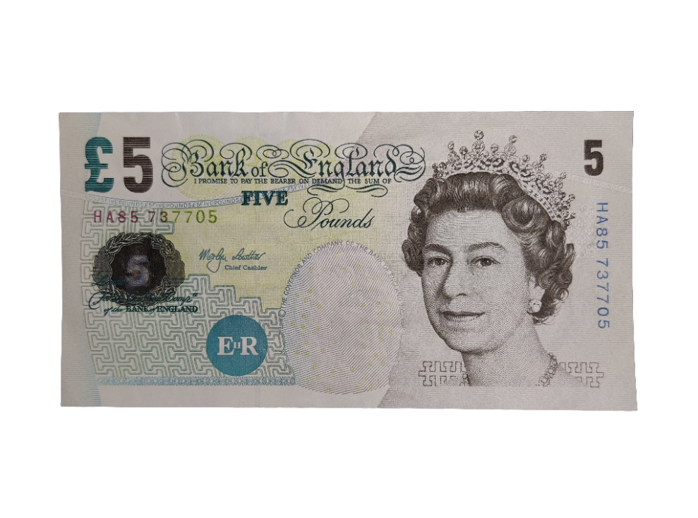 Bank of England £5 FIVE POUND banknote Merlyn lowther