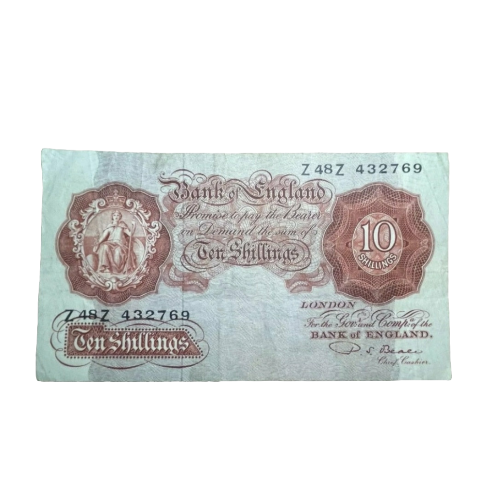 Bank of England series A Ten shillings banknote first series P S Beal