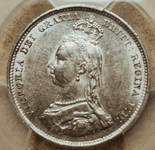 1887 Jubilee Victoria Shilling PCGS AU 55
