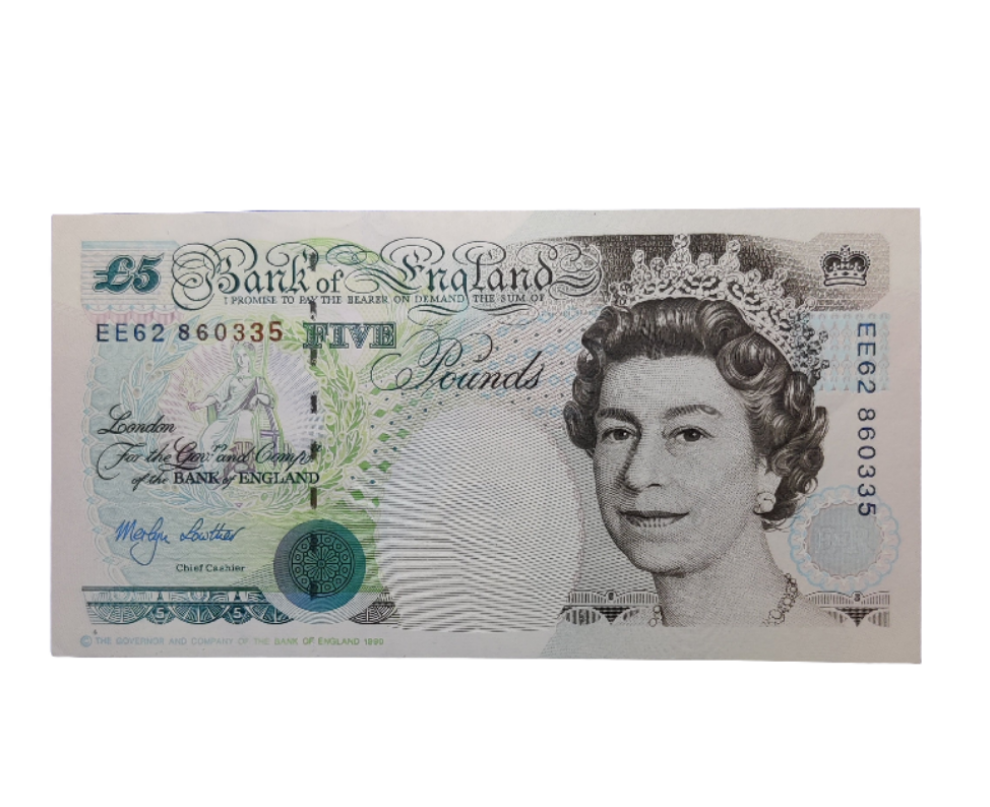 Bank of England Series E five pound Banknote Merlyn Lowther
