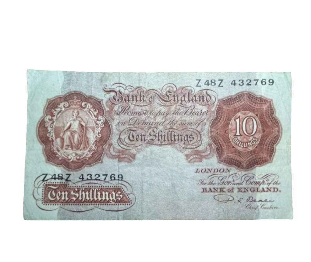 Bank of England series A Ten shillings banknote first series P S Beal
