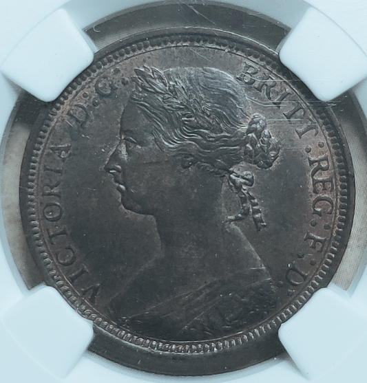 1881 H Victoria Half Penny NGC AU 58 BN