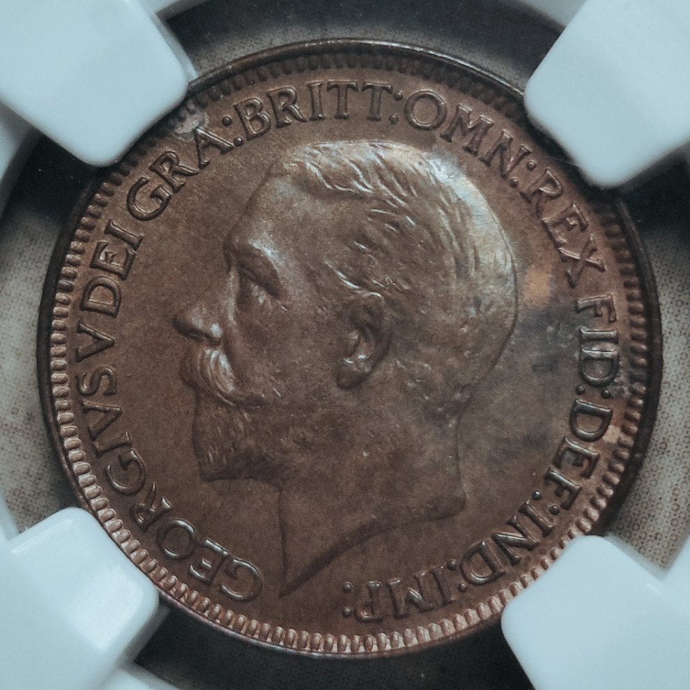 1929 George V Farthing NGC MS 64 RB