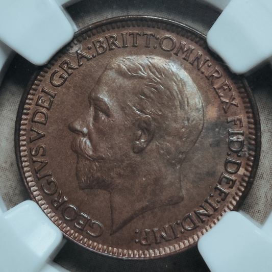 1929 George V Farthing NGC MS 64 RB