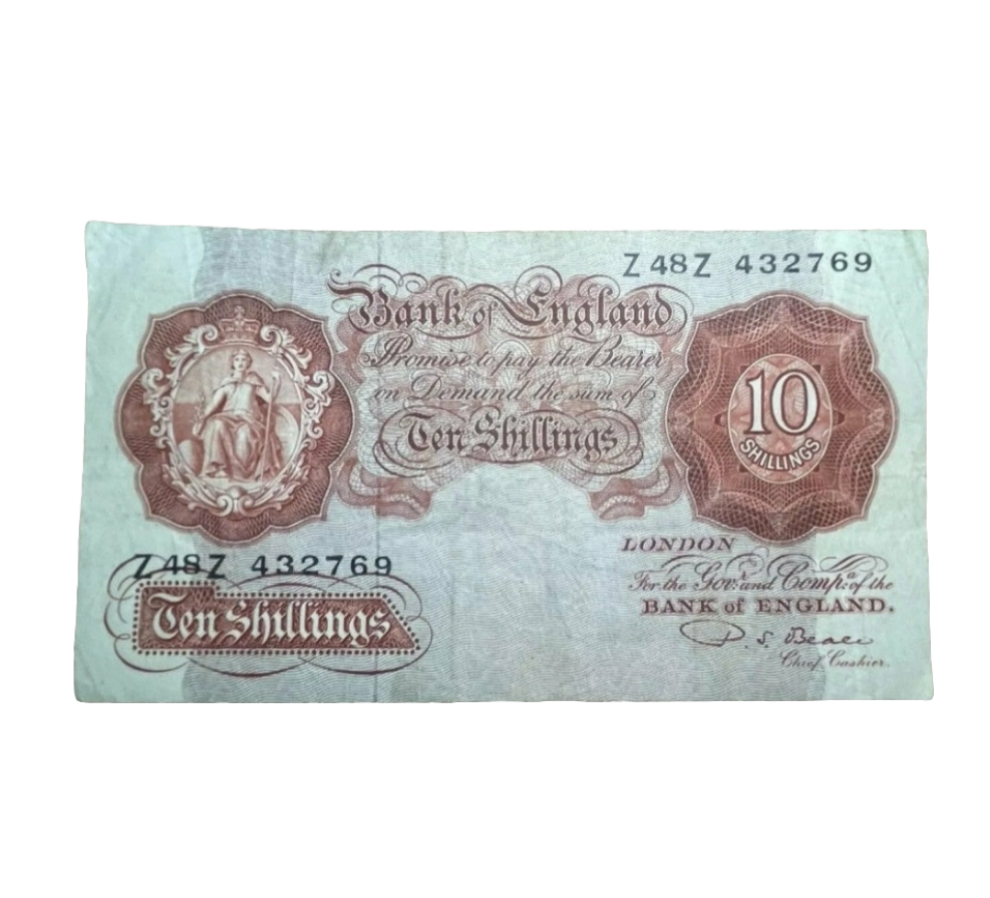 Bank of England series A Ten shillings banknote first series P S Beal