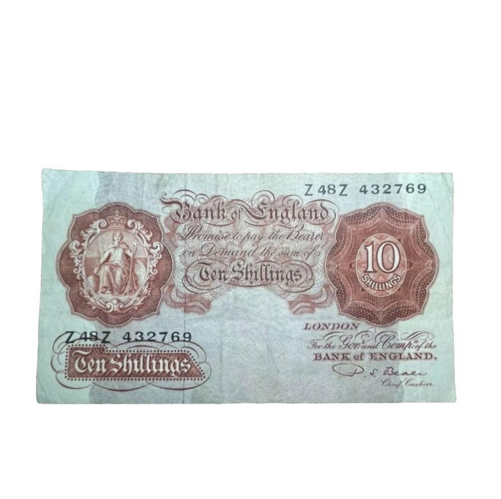 Bank of England series A Ten shillings banknote first series P S Beal