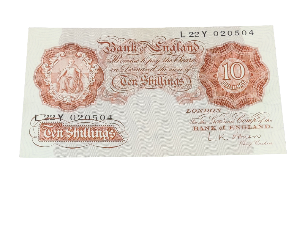 Bank of England series A Ten  shillings banknote L k O'Brien