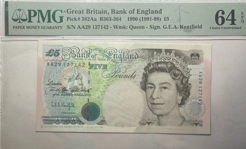 PMG graded Bank of England series E Five pounds