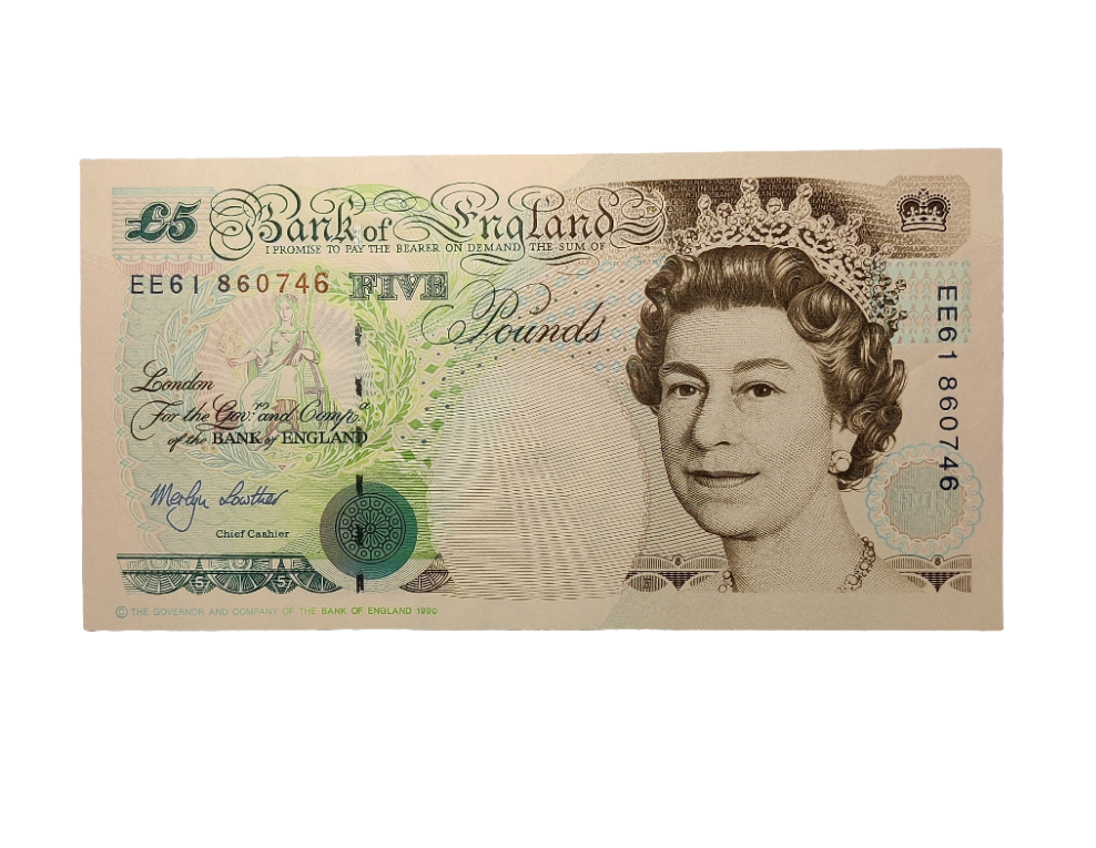 Bank of England Series E five pounds Banknote Merlyn Lowther