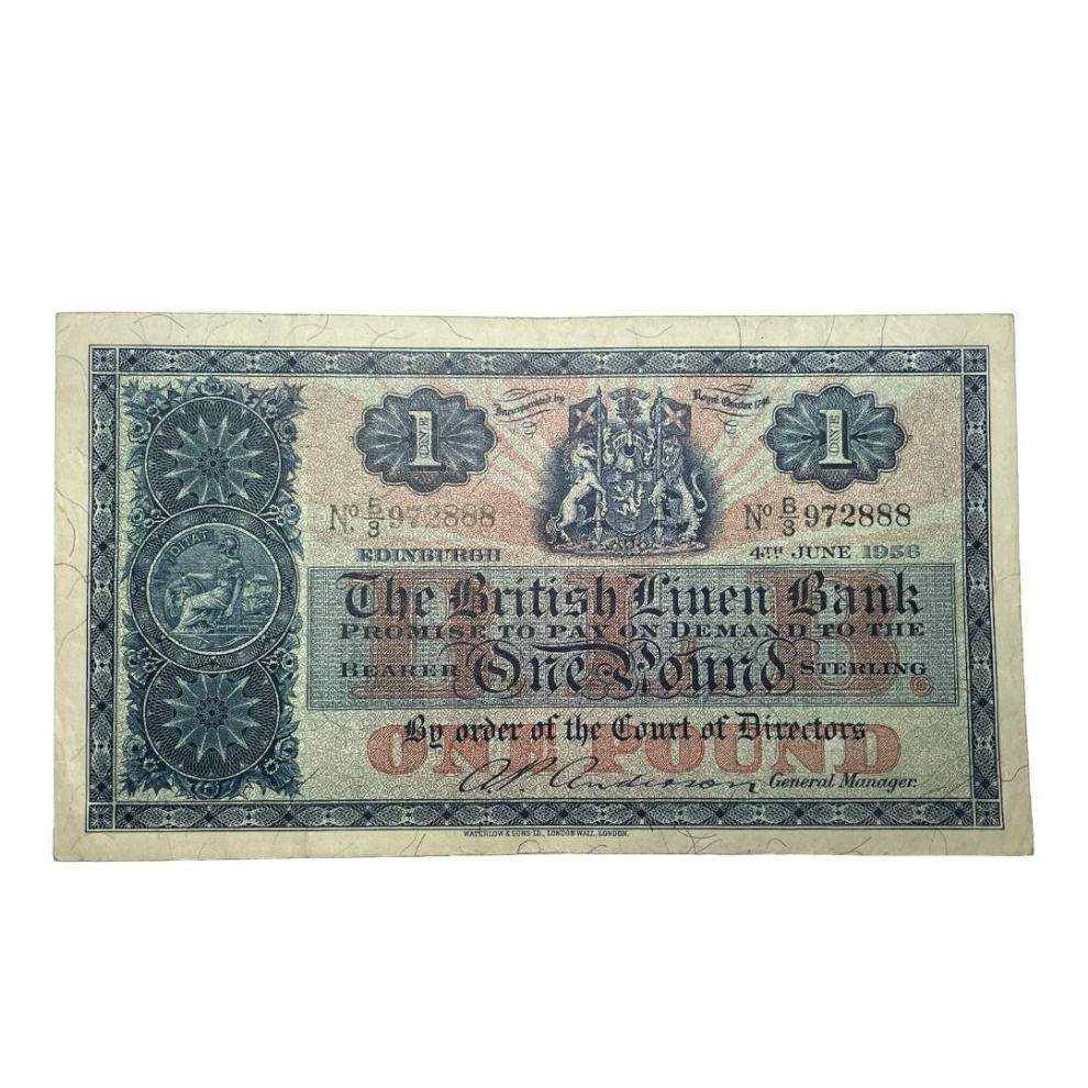 1956 BRITISH LINEN BANK £1 banknote xf + condition Scottish paper money
