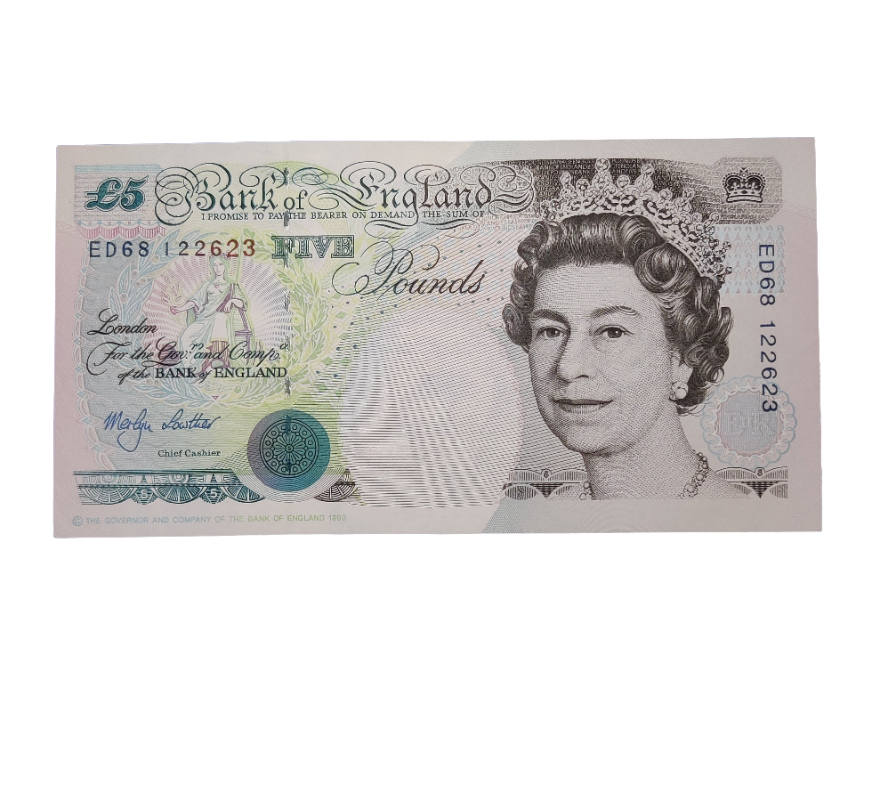 Bank of England Series E five pounds Banknote Merlyn Lowther