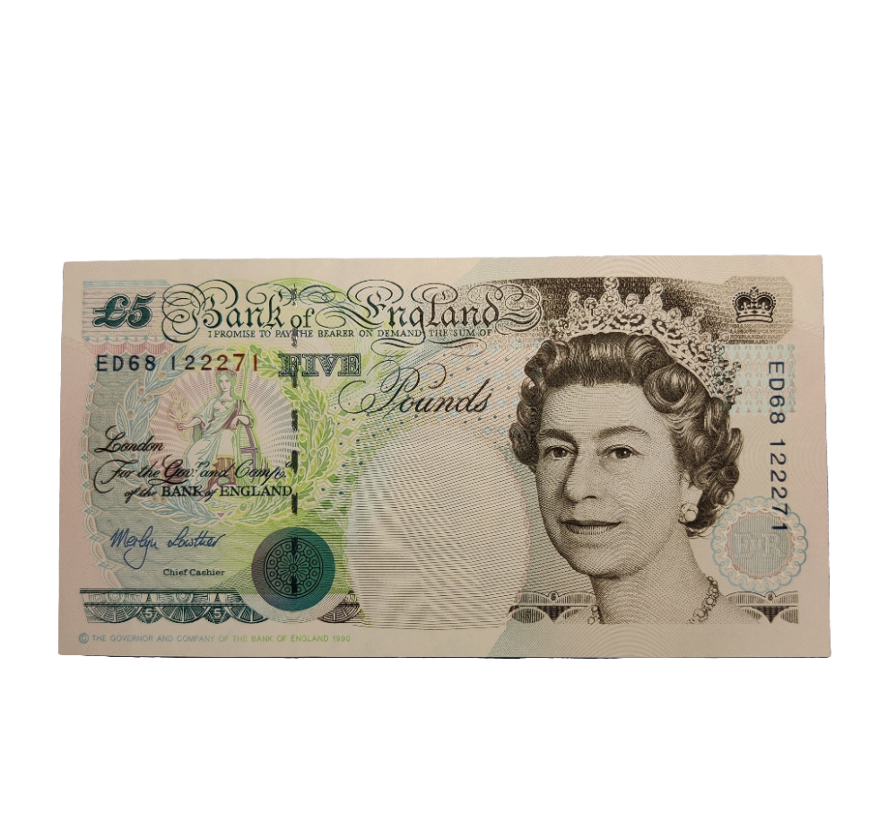 Bank of England Series E five pounds Banknote Merlyn Lowther