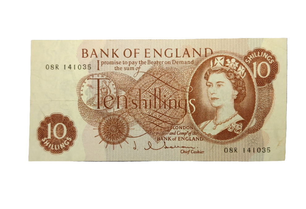 Bank Of England Series C Ten Shillings Banknote Last Series J Hollom