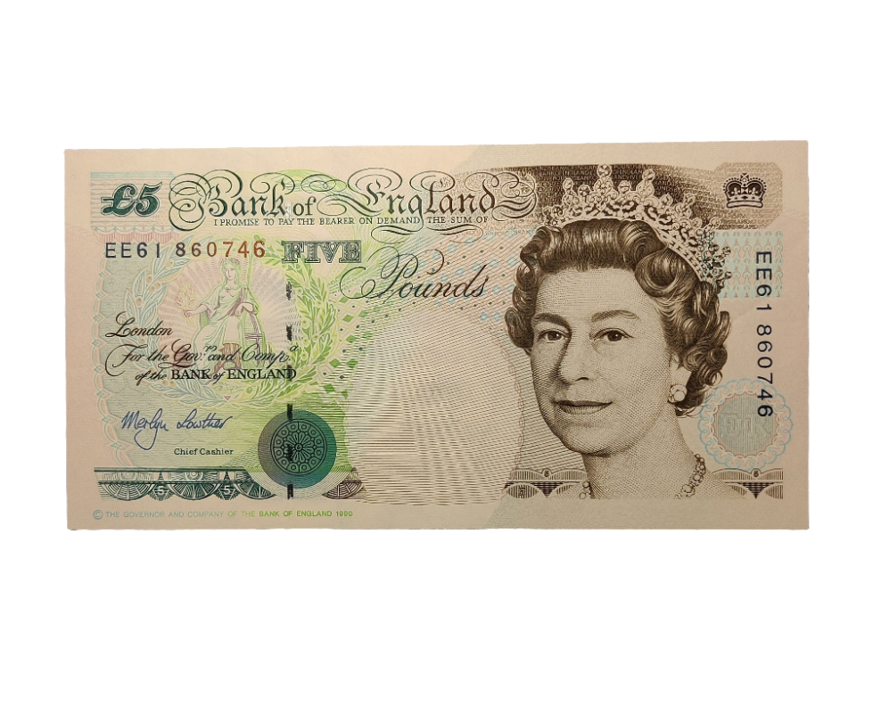 Bank of England Series E five pounds Banknote Merlyn Lowther