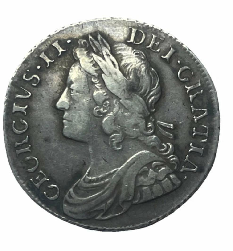 1736 George ii SHILLING 6 over 5 in date