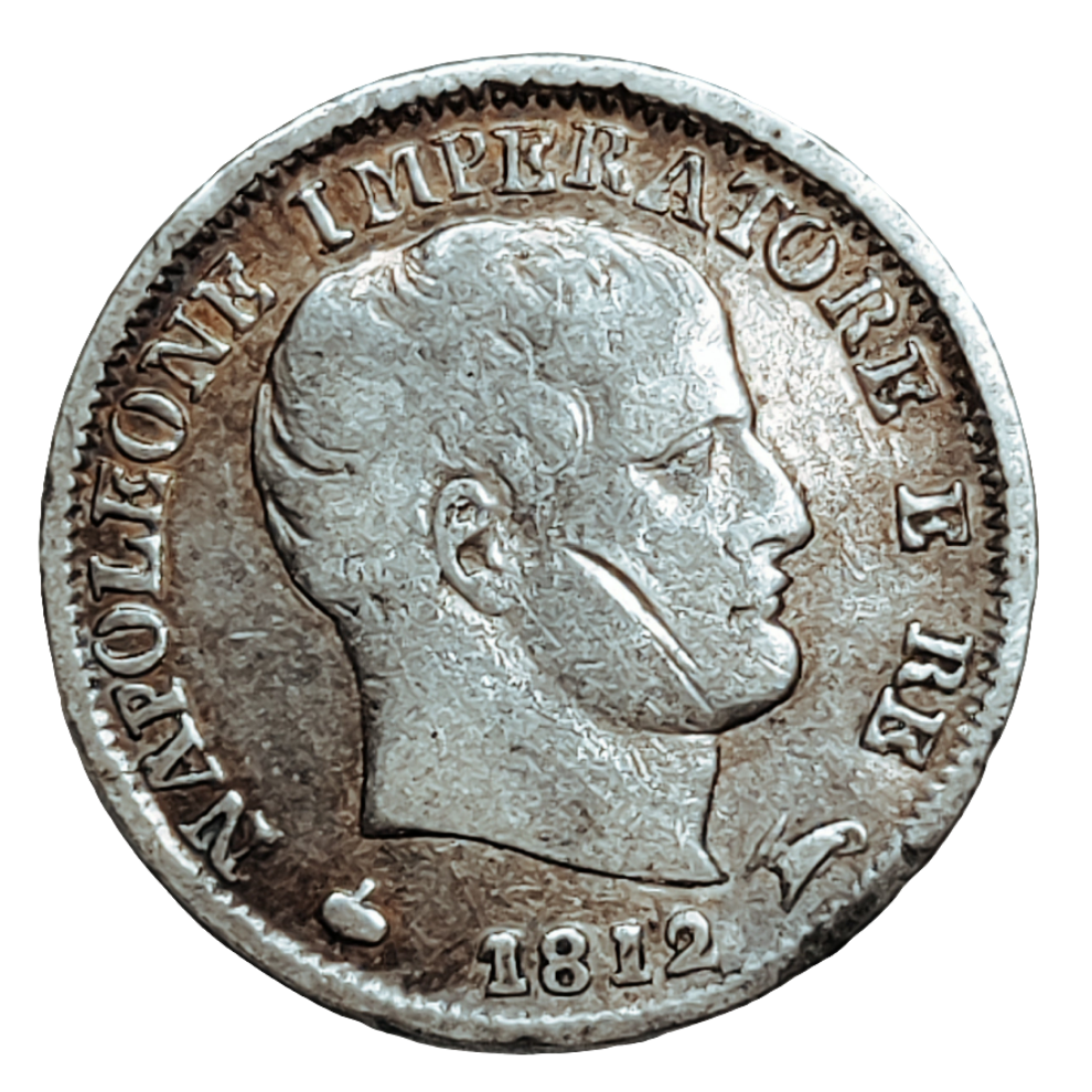 1812 Italy five lire silver coin