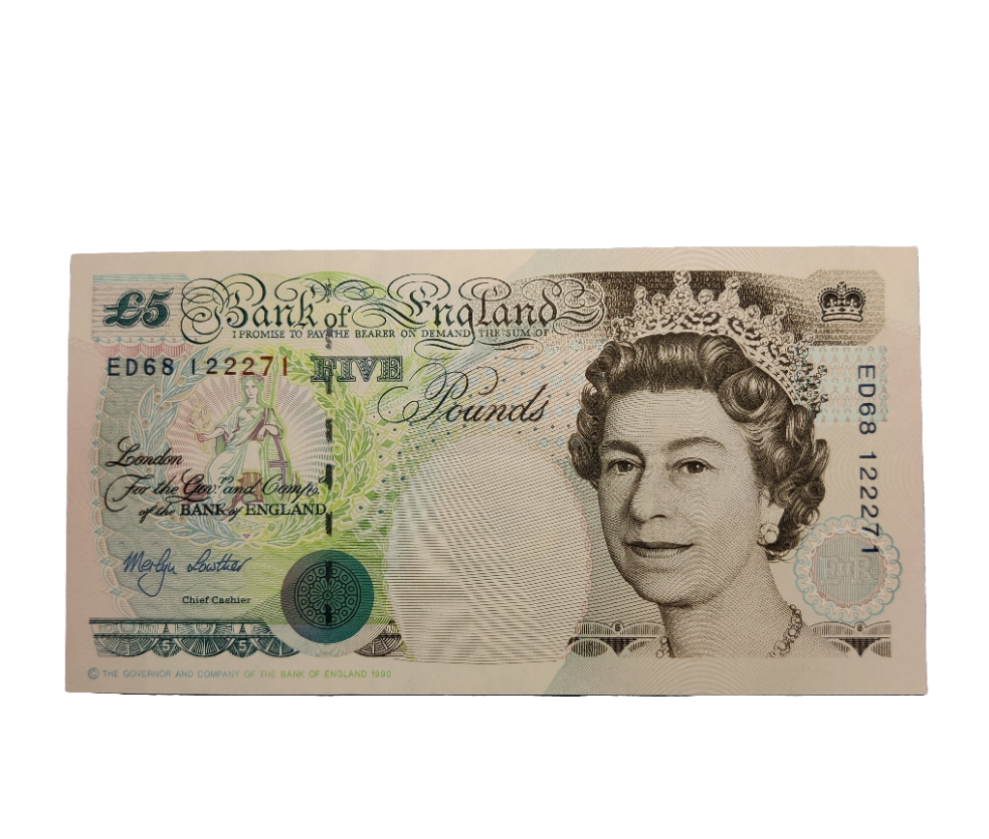 Bank of England Series E five pounds Banknote Merlyn Lowther