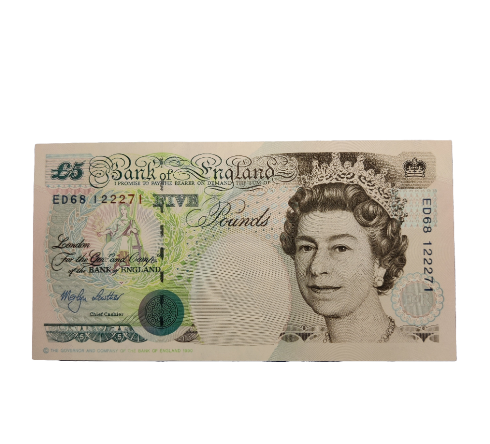 Bank of England Series E five pounds Banknote Merlyn Lowther