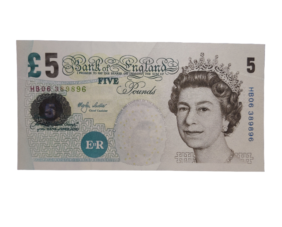 Bank of England series E five pounds Merlyn Lowther