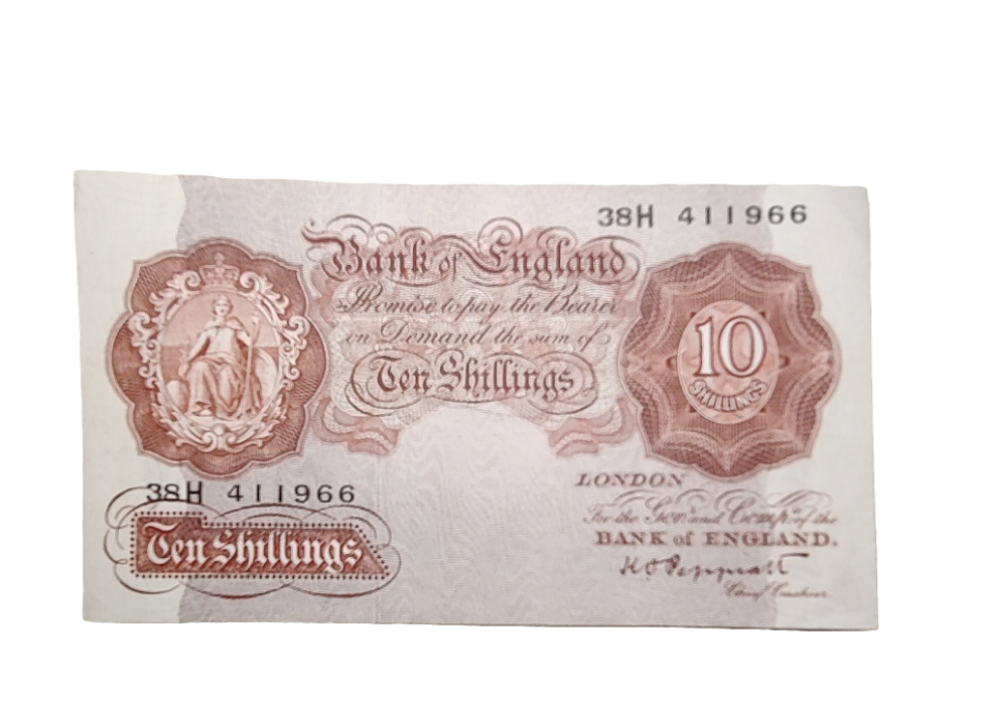 Bank Of England series A Ten Shillings banknote K O Peppiatt